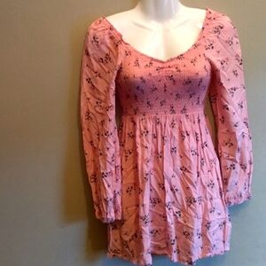 Long sleeve pink floral dress size small